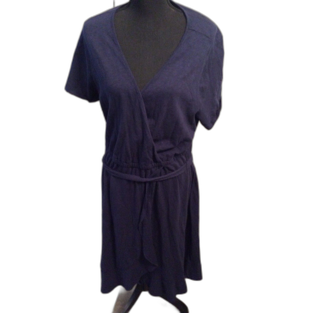 Torrid Size 2 Navy blue Soft Dress V Neck Stretch Faux Wrap